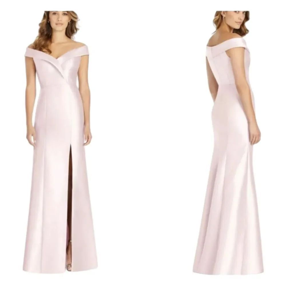 NWT Alfred Sung Off-Shoulder Blush Pink Dress Satin Twill Size 0